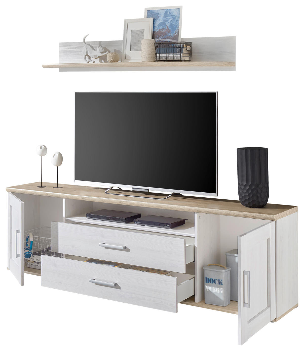 PAROI MURALE 2-teilig  in Eiche San Remo 200/60/38 cm  - Silberfarben/Lärchefarben, Lifestyle, Holzwerkstoff/Kunststoff (200/60/38cm) - MID.YOU