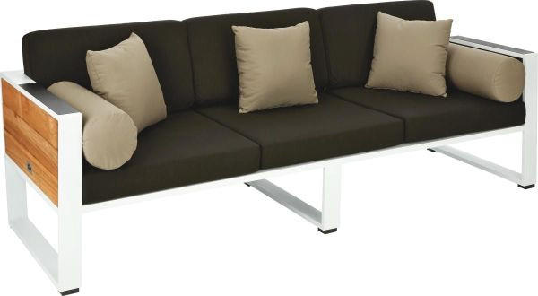 SOFA ZA BAŠTU  - siva/bela, Dizajnerski, drvo/metal (220/61/81,5cm) - Ambia Garden