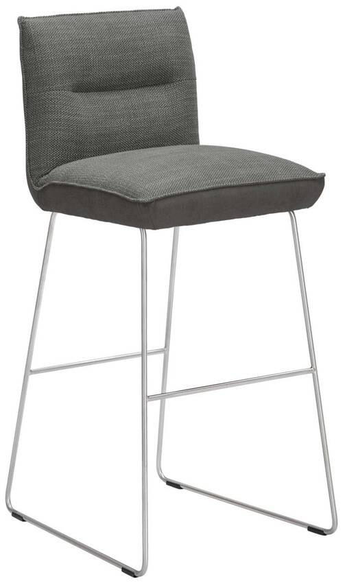 BARHOCKER Flachgewebe Grau, Edelstahlfarben, Hellgrau Stahl Stoffauswahl, Typenauswahl, Gestellauswahl  - Edelstahlfarben/Hellgrau, Design, Textil/Metall (51/107/59cm) - Dieter Knoll