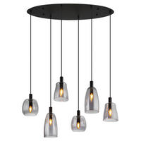 HÄNGELEUCHTE 97/32,5/130 cm   - Schwarz, Design, Glas/Metall (97/32,5/130cm) - Globo