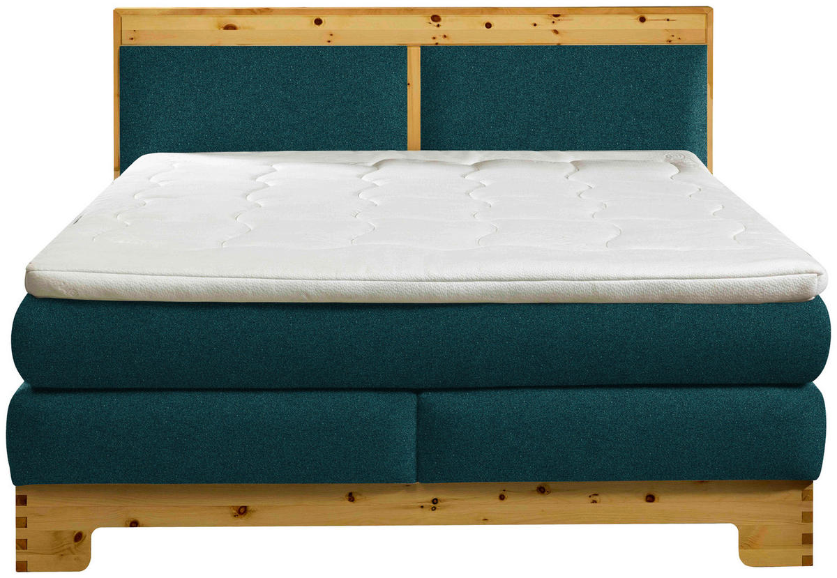 BOXSPRINGBETT 180/200 cm  in Petrol  - Petrol, Natur, Holz/Textil (180/200cm) - Linea Natura