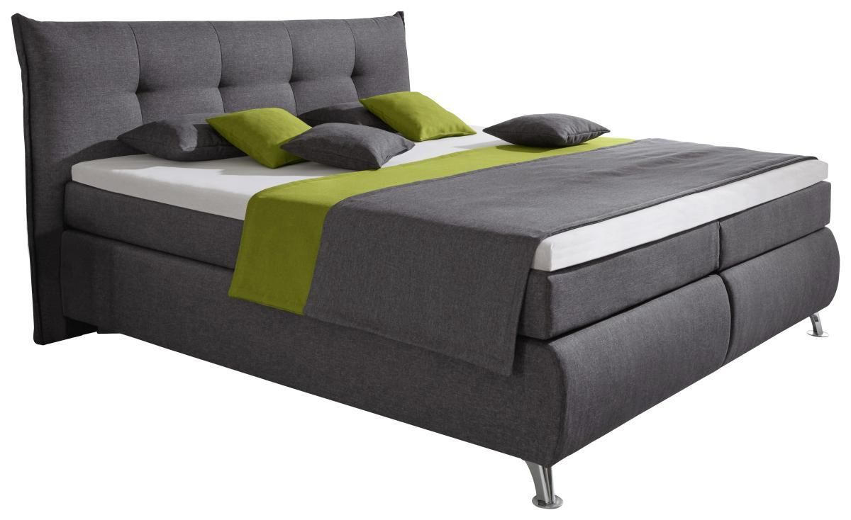 BOXSPRINGBETT 180/200 cm  in Anthrazit  - Chromfarben/Anthrazit, Design, Textil/Metall (180/200cm) - Carryhome