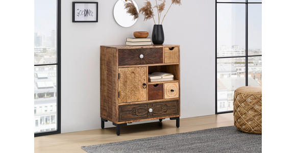 KOMMODE  in 70/80/35 cm  - Hellbraun/Schwarz, Basics, Holz/Metall (70/80/35cm) - Landscape