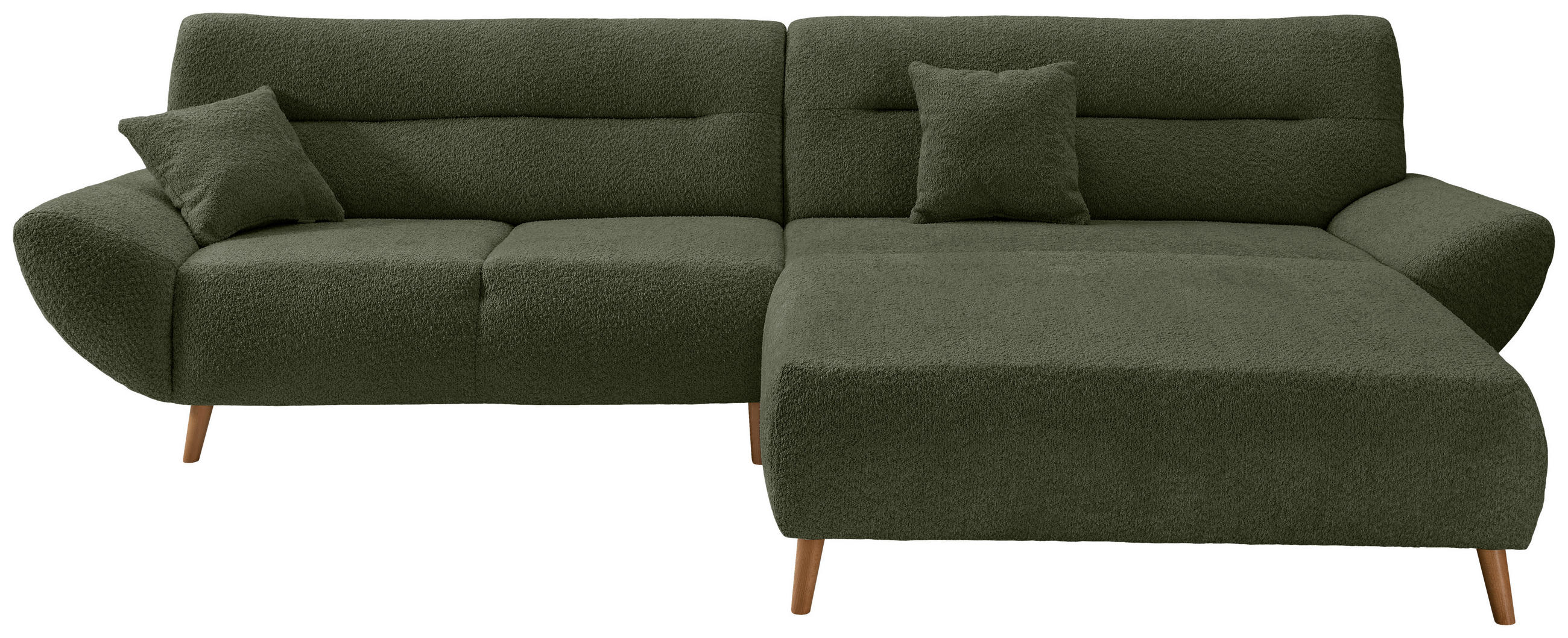ECKSOFA in Bouclé Waldgrün  290/166 cm  - Waldgrün/Wildeiche, KONVENTIONELL, Holz/Textil (290/166cm) - MID.YOU