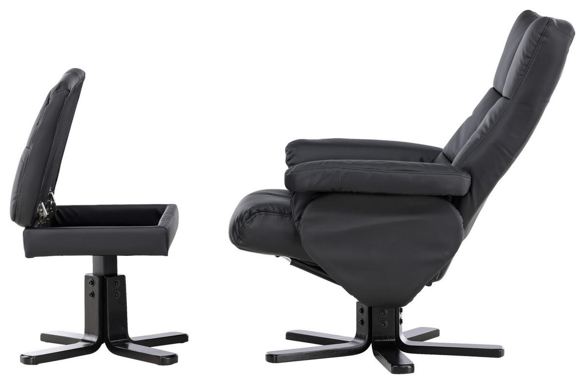 RELAXSESSELSET Lederlook (vegan)    - Schwarz, Design, Textil/Metall (78/101/90cm) - Livetastic