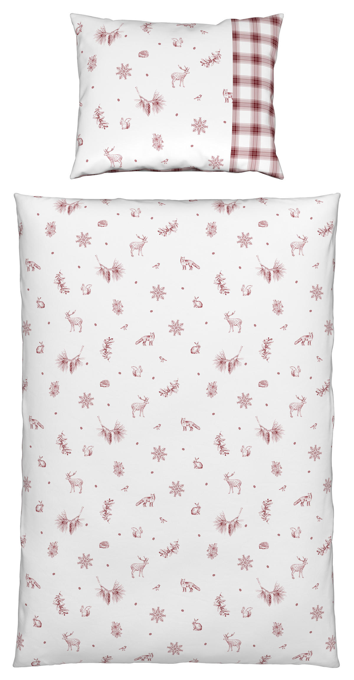 WENDEBETTWÄSCHE TALVI Renforcé 140/200 cm  - Rot/Weiß, KONVENTIONELL, Textil (140/200cm) - Esposa