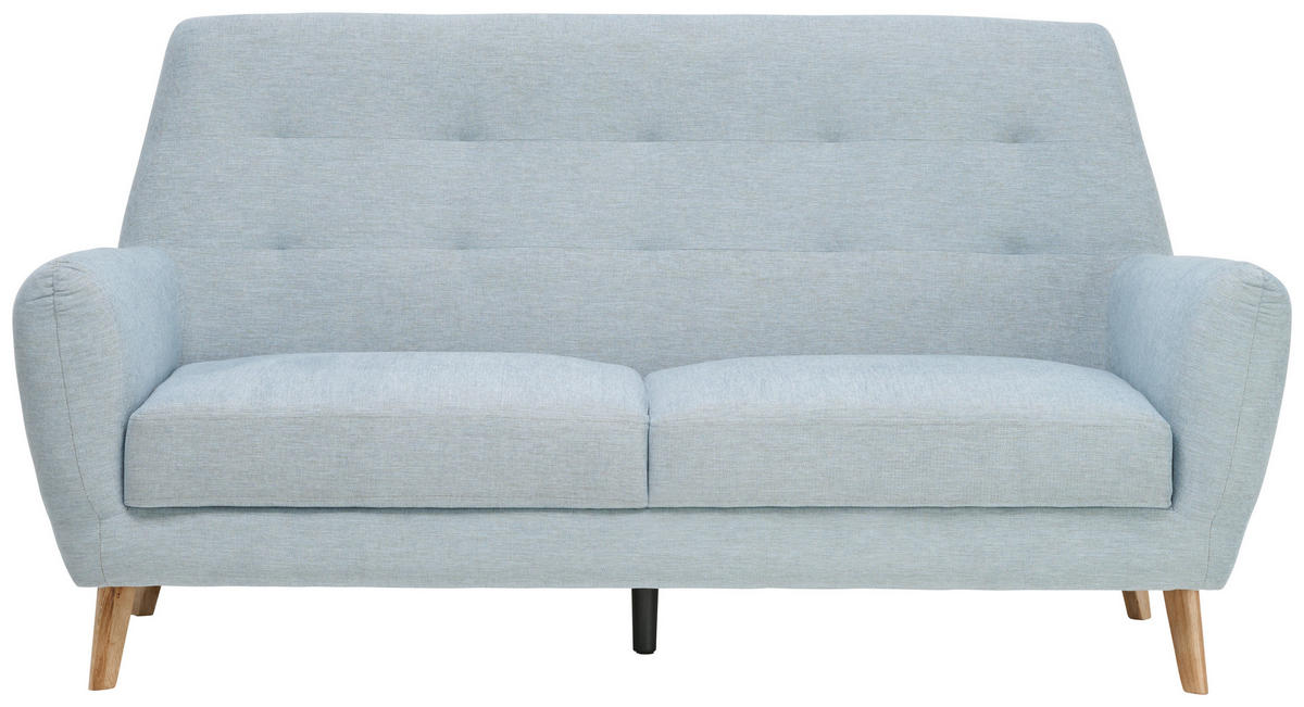 3-SITZER-SOFA in Webstoff Blau  - Blau/Eichefarben, Design, Holz/Kunststoff (200/105/84cm) - Carryhome