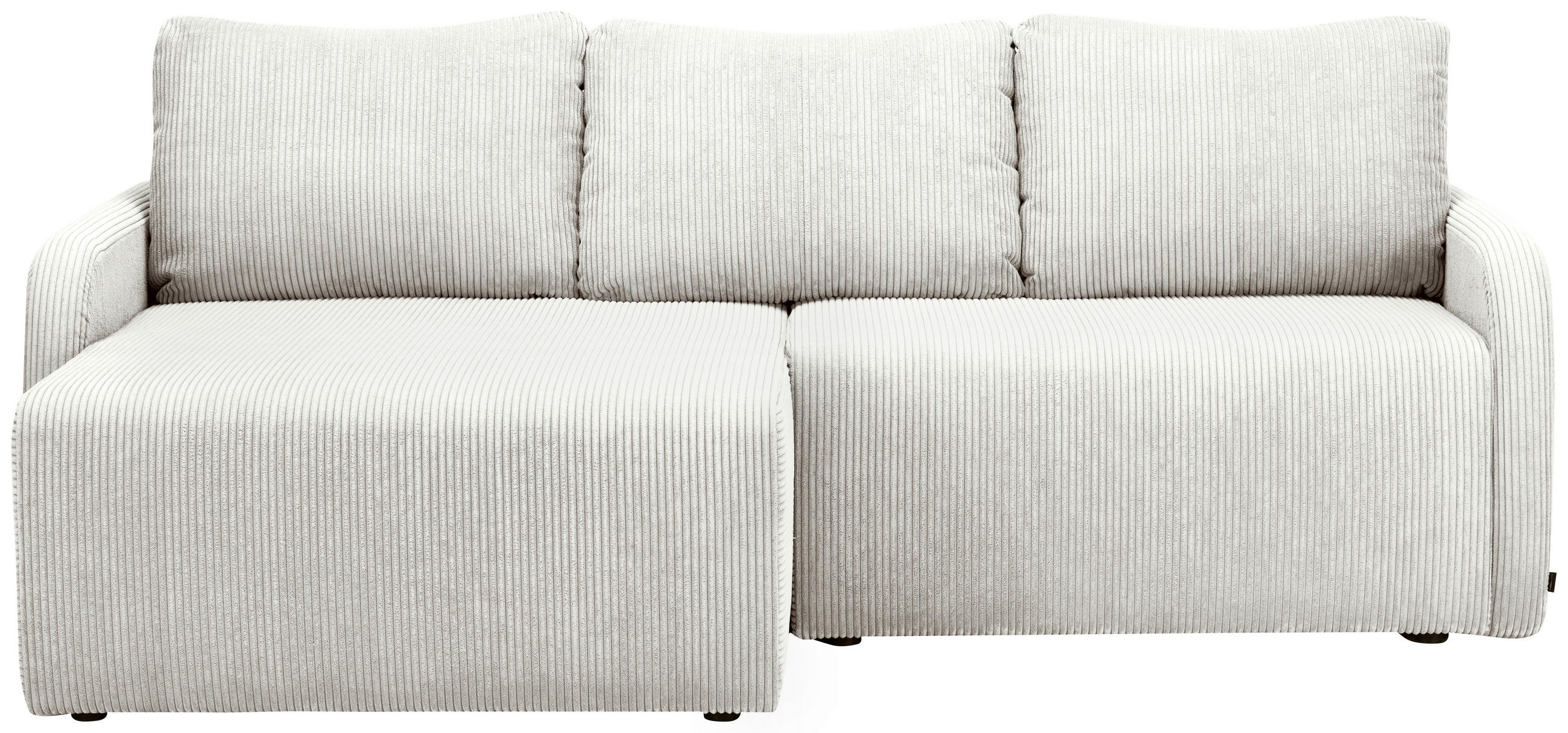 ECKSOFA Naturfarben Cord Rückenkissen, Bettkasten, Schlaffunktion, Rücken echt, Liegefläche im Originalstoff  - Schwarz/Naturfarben, KONVENTIONELL, Kunststoff/Textil (217/146cm) - Carryhome