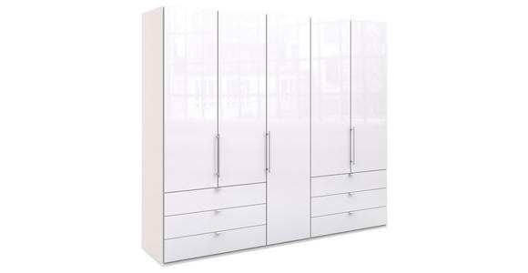 FALTTÜRENSCHRANK Glasfront in Weiß - Chromfarben/Weiß, KONVENTIONELL, Glas/Holzwerkstoff (250/216/58cm) - Venda