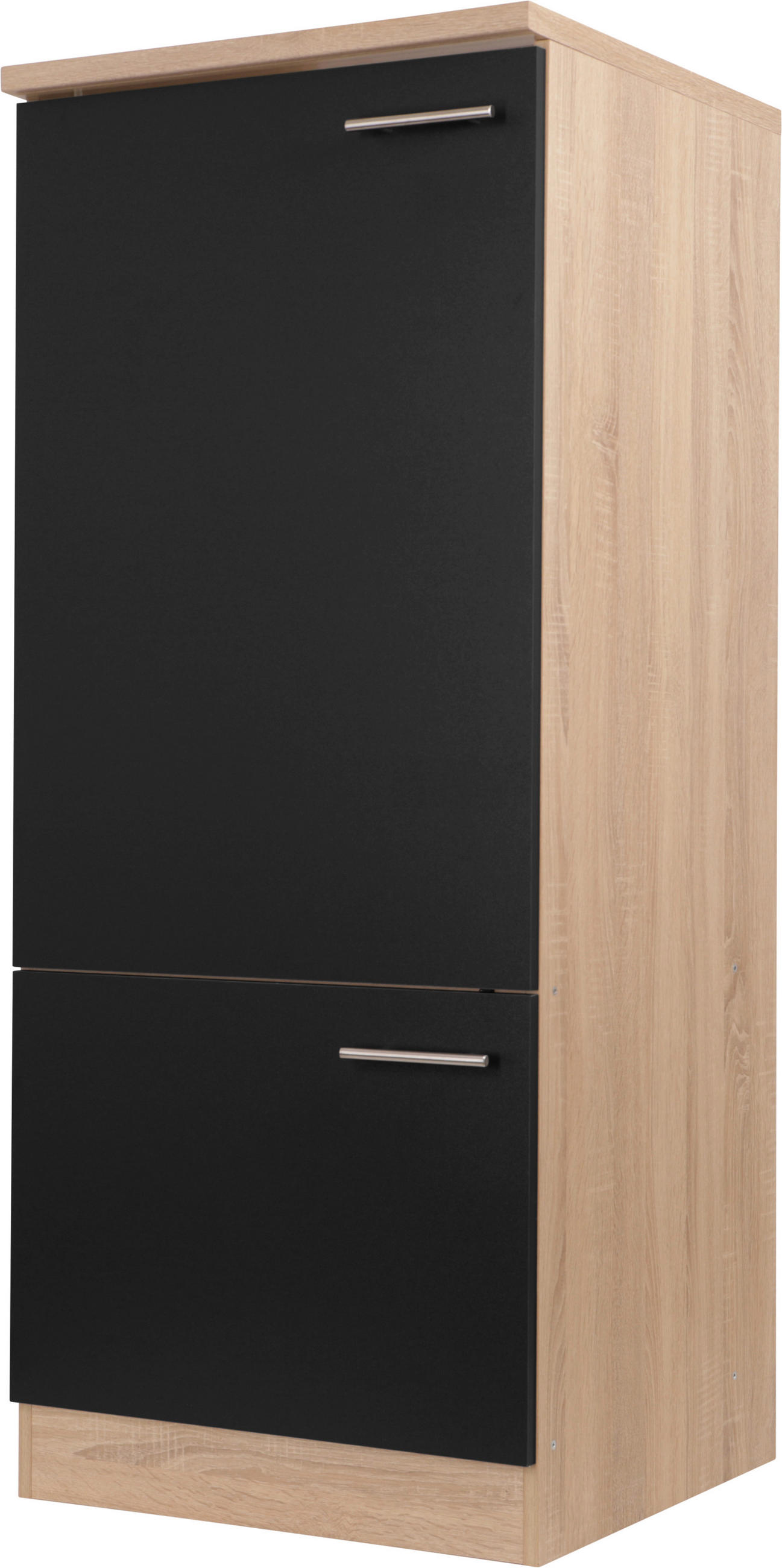 GERÄTEUMBAUSCHRANK 60/144,8/60 cm  in Schwarz, Eichefarben  - Eichefarben/Silberfarben, Basics, Holzwerkstoff/Metall (60/144,8/60cm) - Respekta