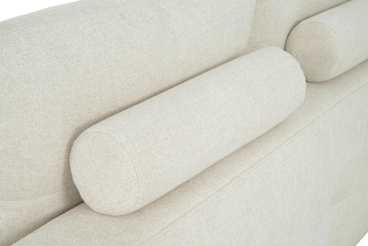 WOHNLANDSCHAFT Beige Chenille  - Beige/Schwarz, KONVENTIONELL, Textil/Metall (188/340/160cm) - Xora