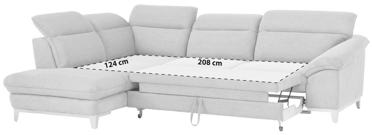 ECKSOFA Dunkelbraun Chenille  - Chromfarben/Dunkelbraun, Design, Textil/Metall (232/293cm) - Livetastic