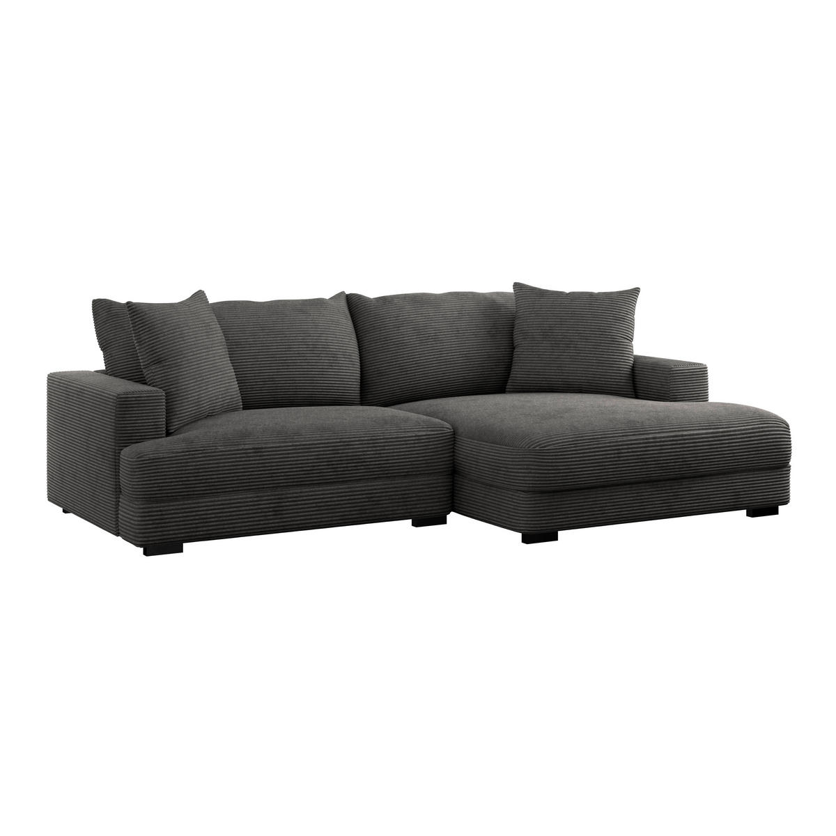 ECKSOFA Grau Cord  - Schwarz/Grau, MODERN, Textil (265/180cm) - P & B