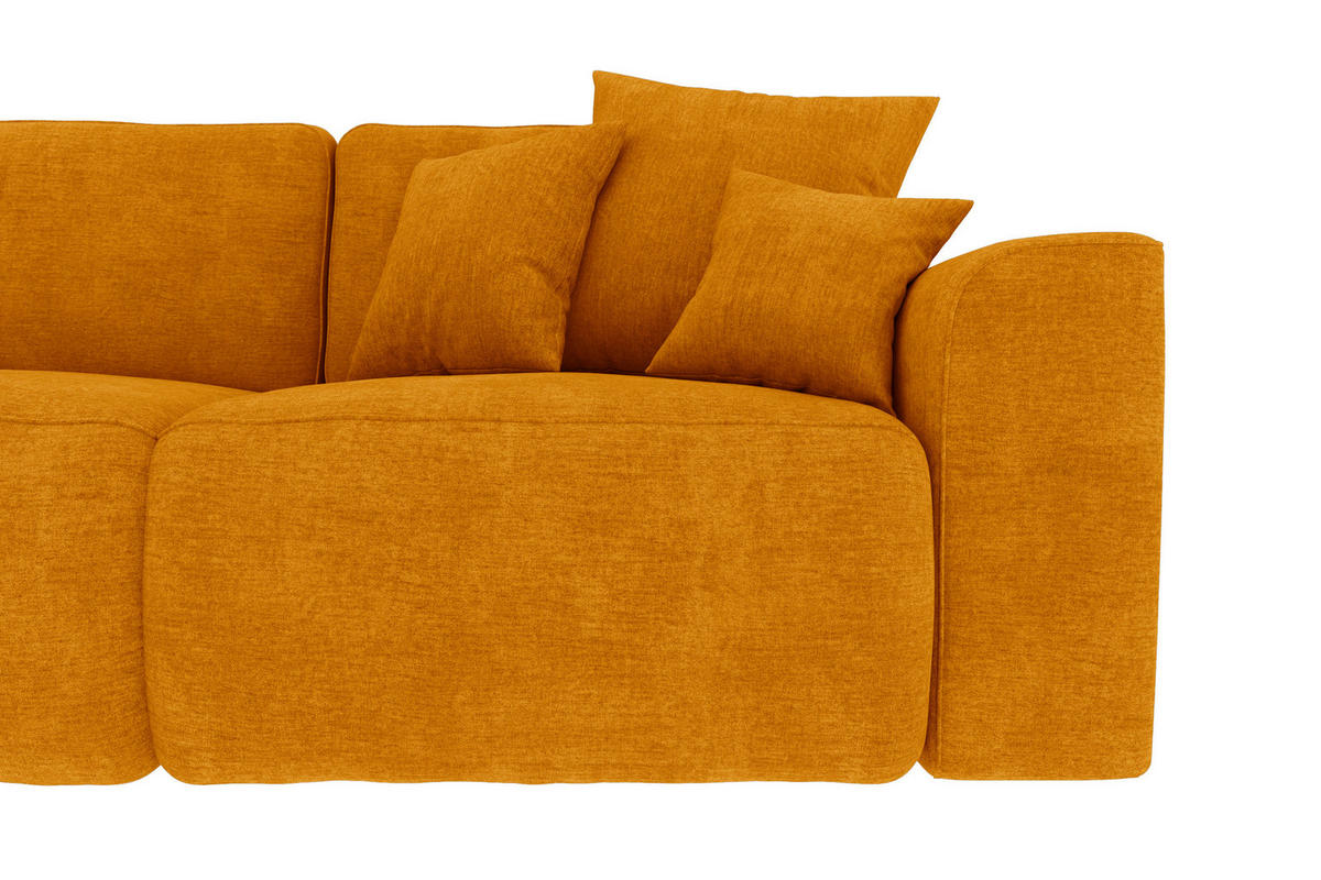 ECKSOFA in Samt Gelb  195/293 cm  - Chromfarben/Gelb, KONVENTIONELL, Kunststoff/Textil (195/293cm) - Carryhome