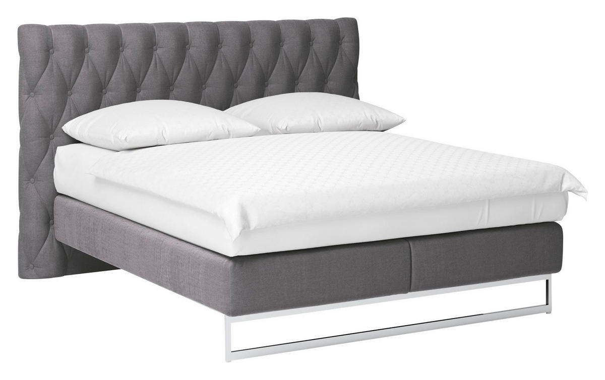 BOXSPRINGBETT 180/200 cm  in Dunkelgrau  - Chromfarben/Dunkelgrau, KONVENTIONELL, Textil (180/200cm) - Joop!
