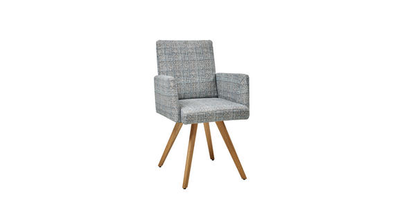 ARMLEHNSTUHL  in Flachgewebe  - Blau/Eichefarben, Design, Holz/Textil (56/92/60cm) - Dieter Knoll