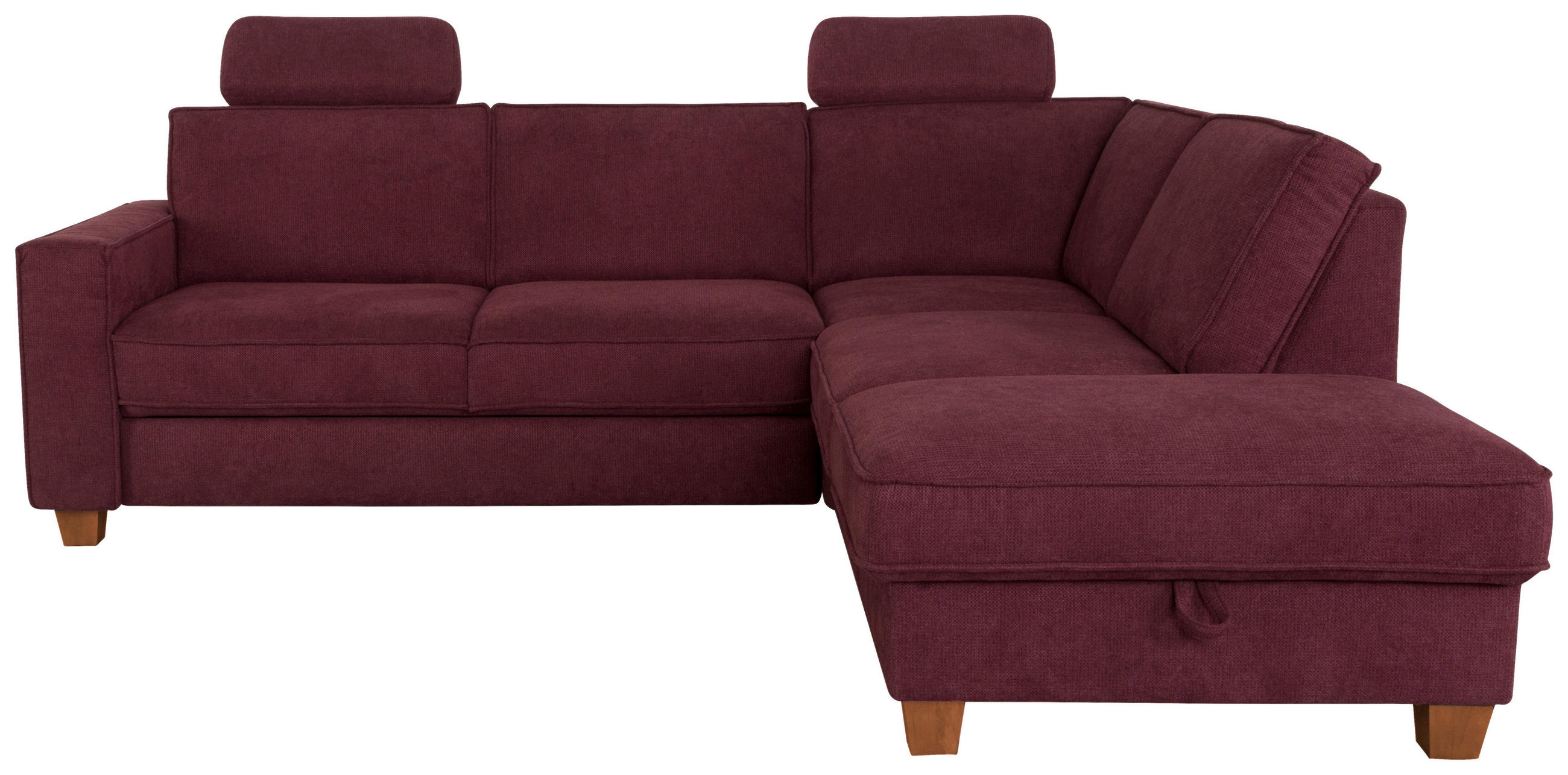ECKSOFA Dunkelrot Flachgewebe  - Eichefarben/Dunkelrot, KONVENTIONELL, Holz/Textil (236/213cm) - Sit & More