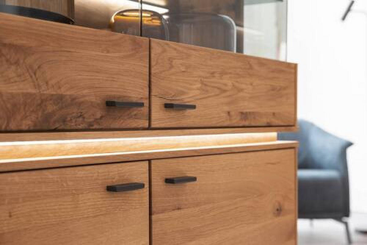 HIGHBOARD  in 123/137/38 cm  - Wildeiche/Anthrazit, Natur, Glas/Holz (123/137/38cm) - MID.YOU