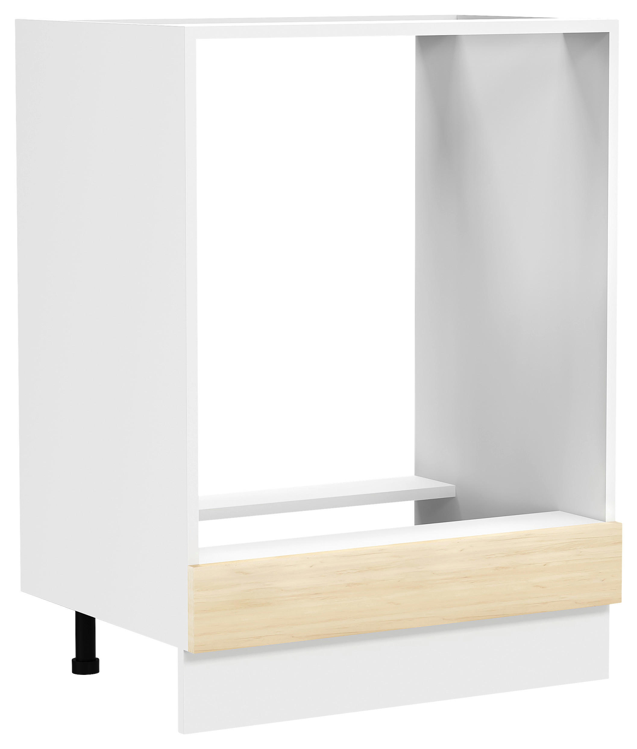 INBYGGNADSSKÅP FÖR SPIS 60/82/46 cm i vit, honungsek - vit/honungsek, Trend, trämaterial/plast (60/82/46cm) - MID.YOU