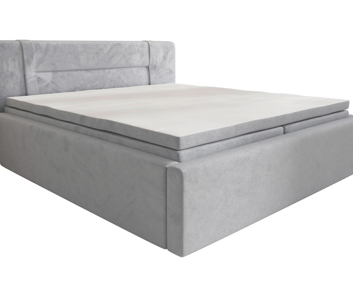 BOXBETT 180/200 cm,  in Grau, Bettkasten, Topper, H2 = mittel  - Grau, MODERN, Textil (180/200cm) - MID.YOU