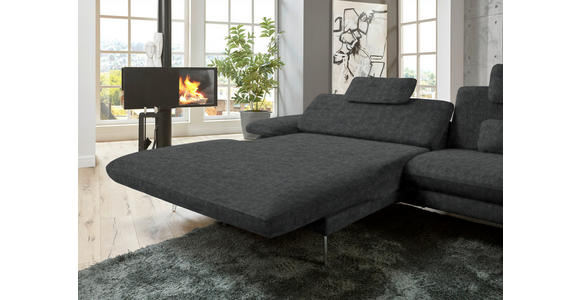 ECKSOFA in Velours Anthrazit 184/284 cm - Anthrazit/Schwarz, Design, Textil/Metall (184/284cm) - Dieter Knoll