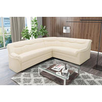 ECKSOFA BERLIN FK Beige Lederlook  - Beige/Schwarz, KONVENTIONELL, Kunststoff/Textil (250/205cm) - MID.YOU