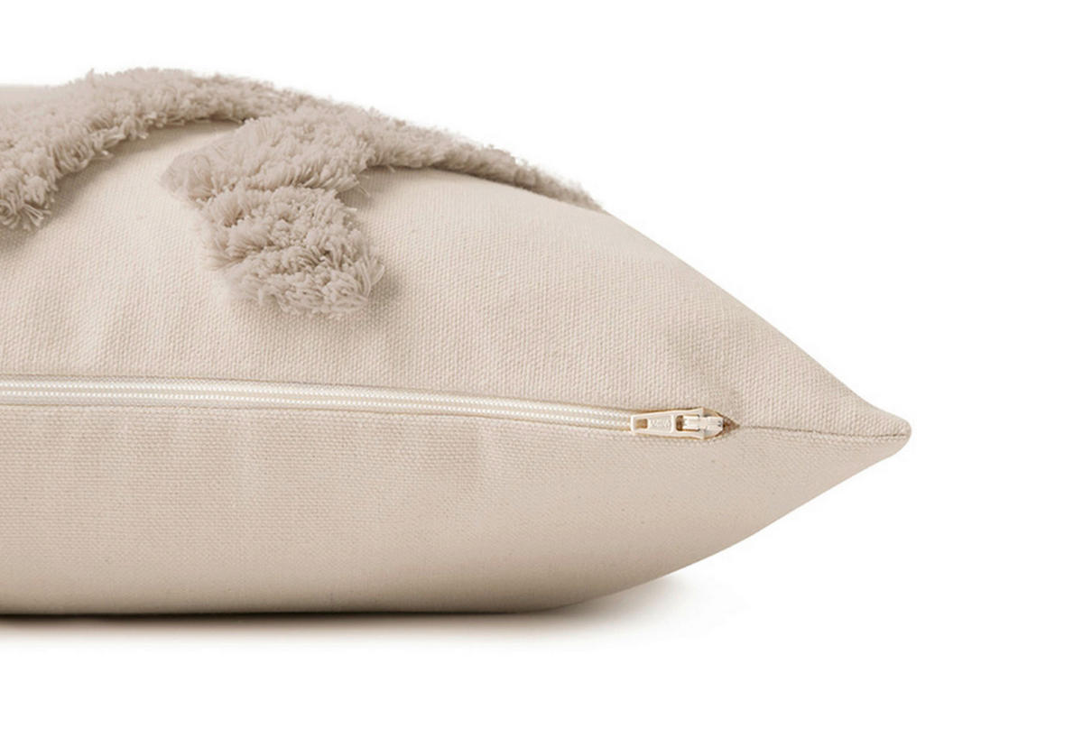 KUDDFODRAL Fluffy Rhombus 45/45 cm  - beige/lerfärgad, Klassisk, textil (45/45cm) - Tom Tailor