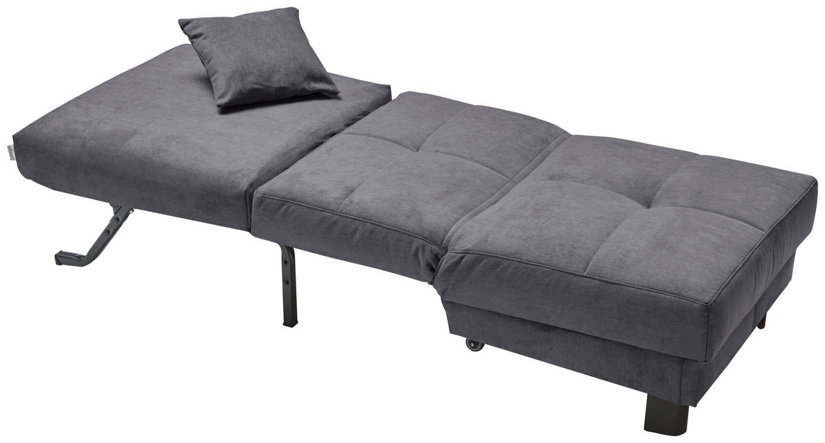 SCHLAFSESSEL Mikrovelours Graublau    - Graublau/Schwarz, KONVENTIONELL, Textil/Metall (85/85/100cm) - Carryhome