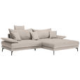 ECKSOFA in Mikrofaser Beige  - Beige/Schwarz, MODERN, Textil/Metall (297/173cm) - Carryhome