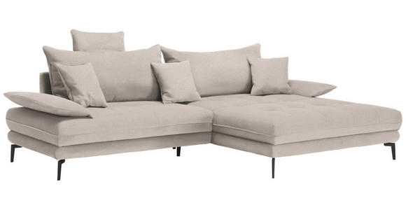 ECKSOFA in Mikrofaser Beige 292/176 cm - Beige/Schwarz, MODERN, Textil/Metall (292/176cm) - Carryhome