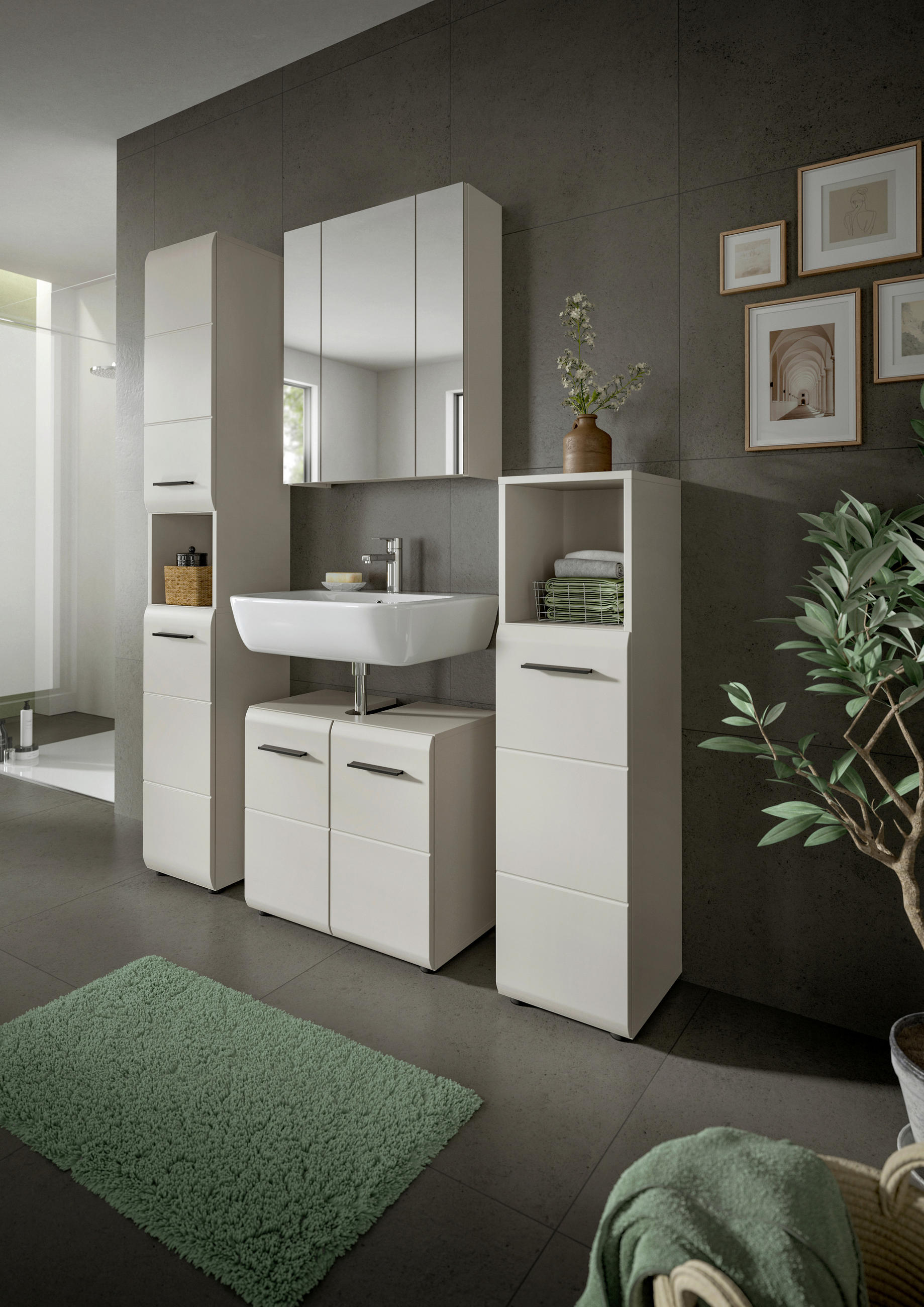 BADEZIMMER 4-teilig 120 cm  - Kaschmir/Schwarz, Trend, Glas/Holzwerkstoff (120cm) - MID.YOU