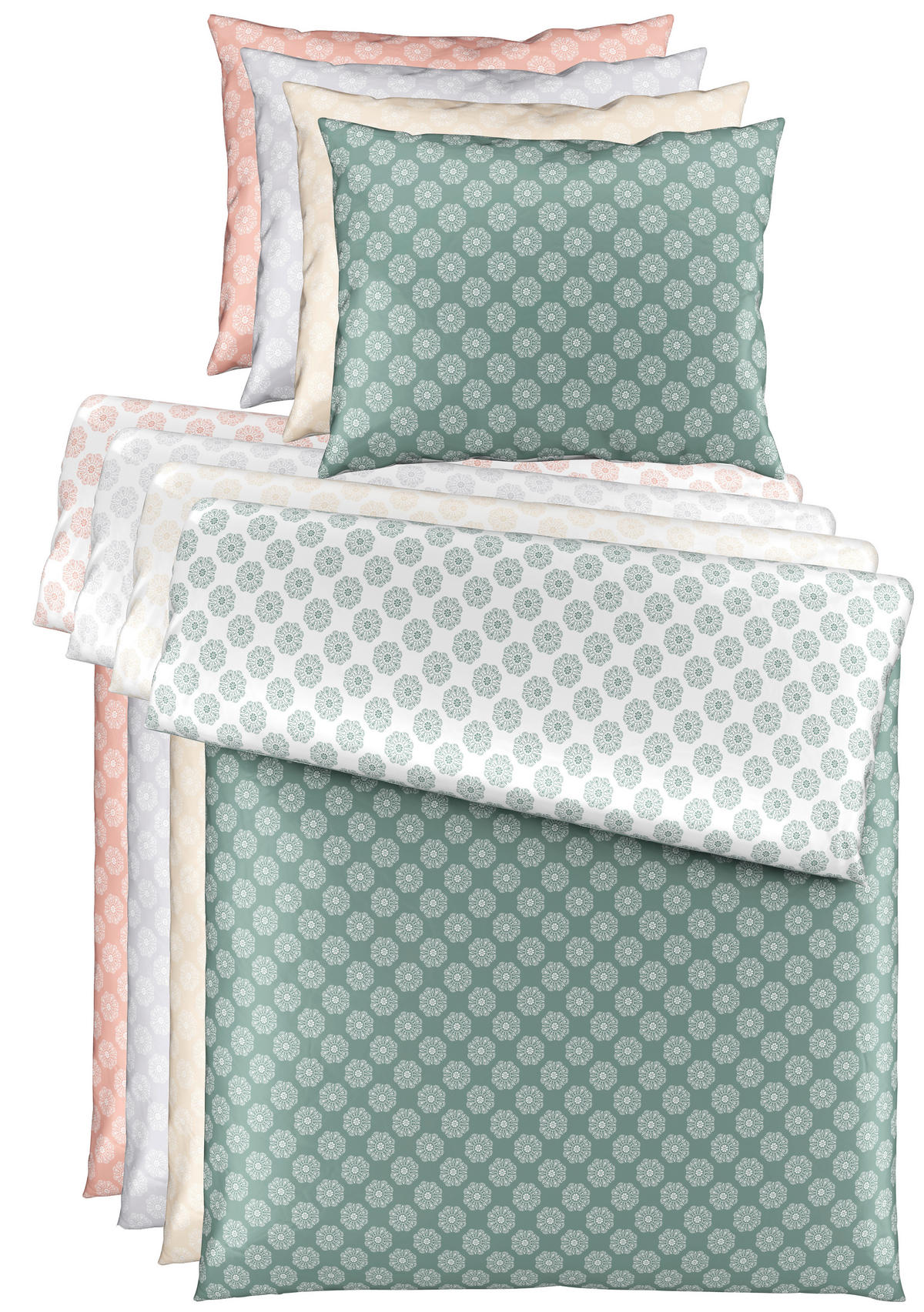 LINGE DE LIT Wycom satin 160/210 cm 50 cm/70 cm  - gris clair, Konventionell, textile (160/210cm) - Esposa