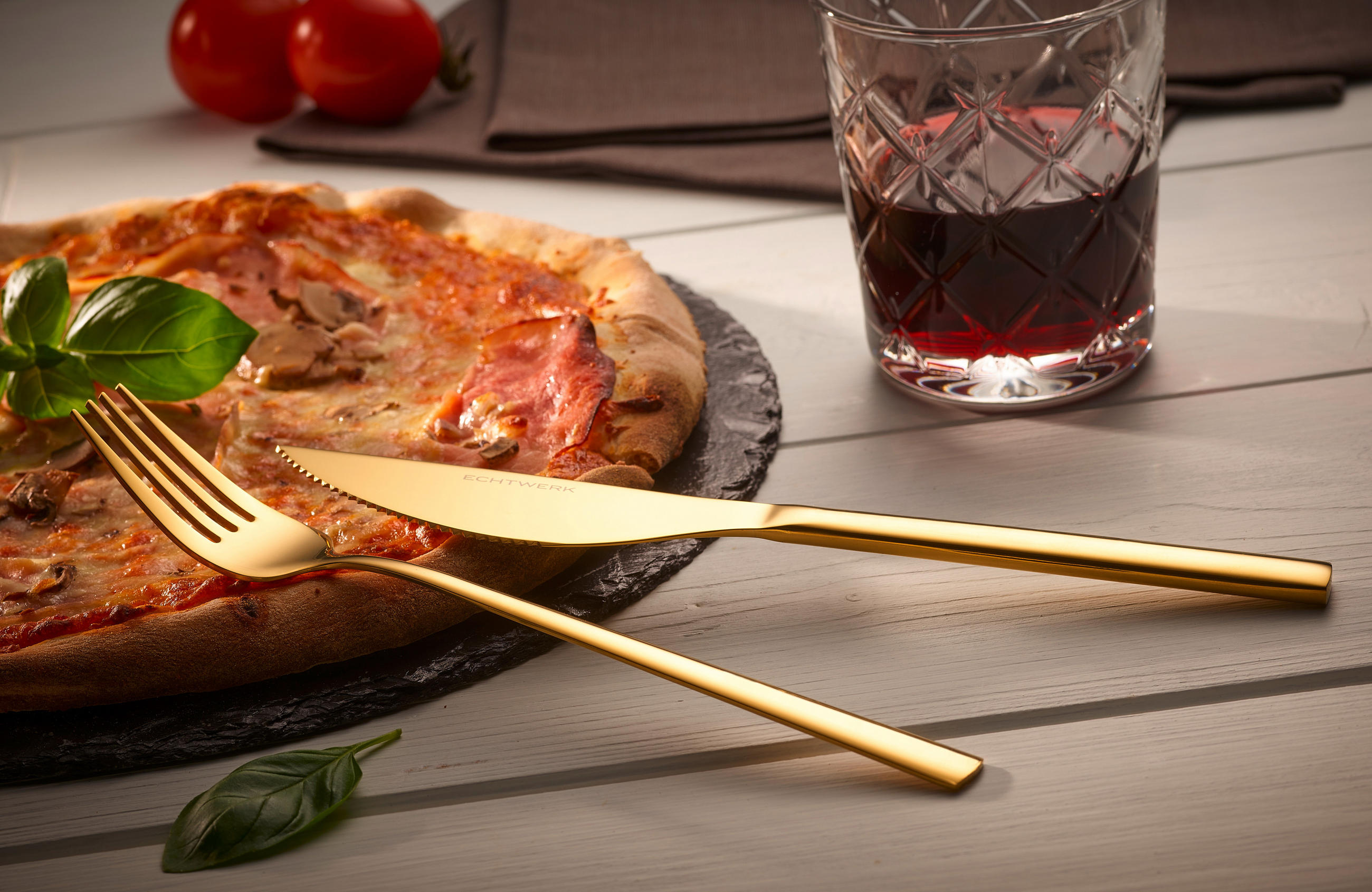 PIZZABESTECK 4-teilig   - Goldfarben, Basics, Metall (23cm) - Echtwerk