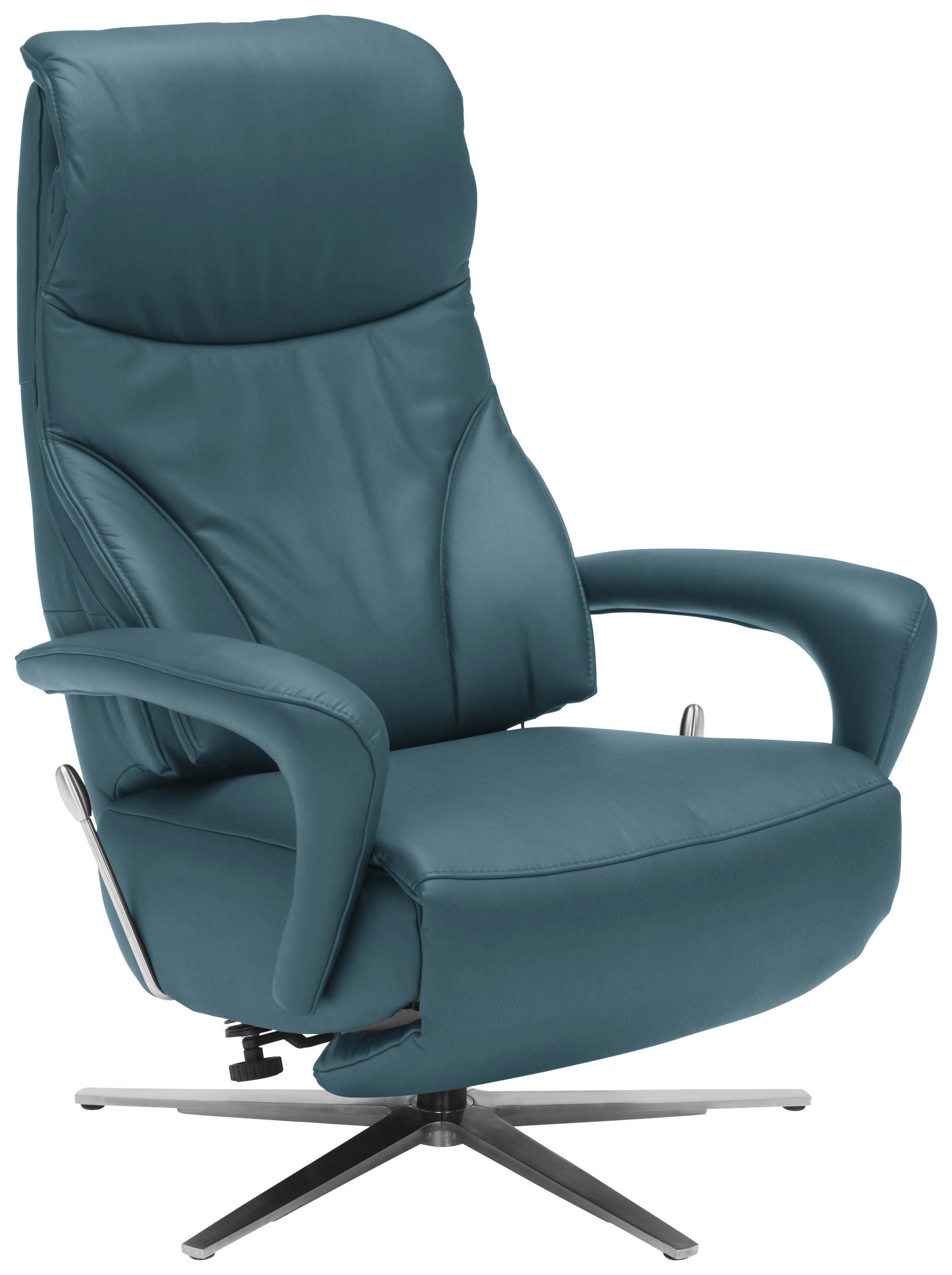 RELAXSESSEL in Leder Blau  - Blau/Edelstahlfarben, Design, Leder/Metall (75/106/88cm) - Dieter Knoll