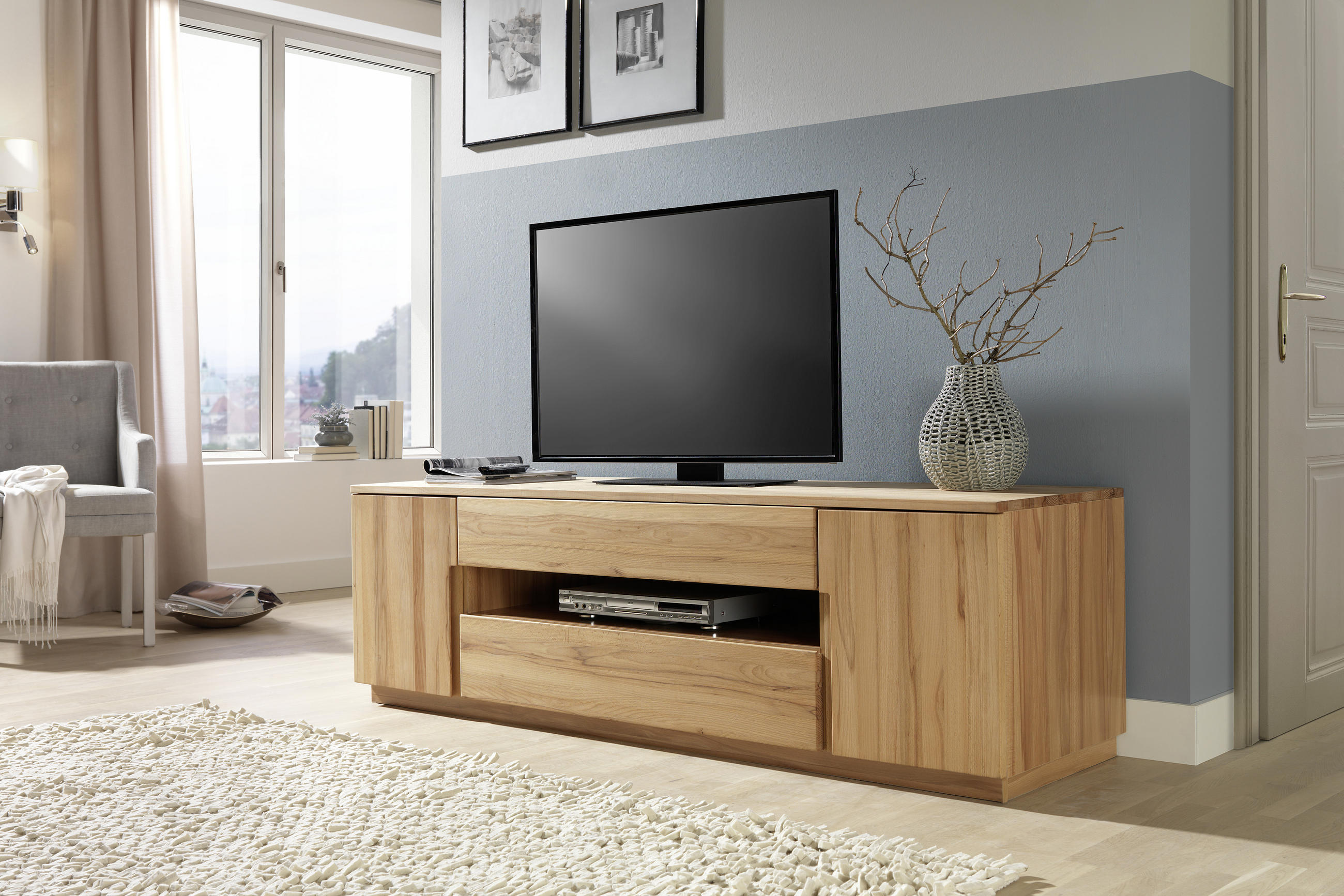 LOWBOARD Kernbuche teilmassiv Buchefarben - Buchefarben, Trend, Holz/Holzwerkstoff (180/53,3/49,5cm) - Linea Natura