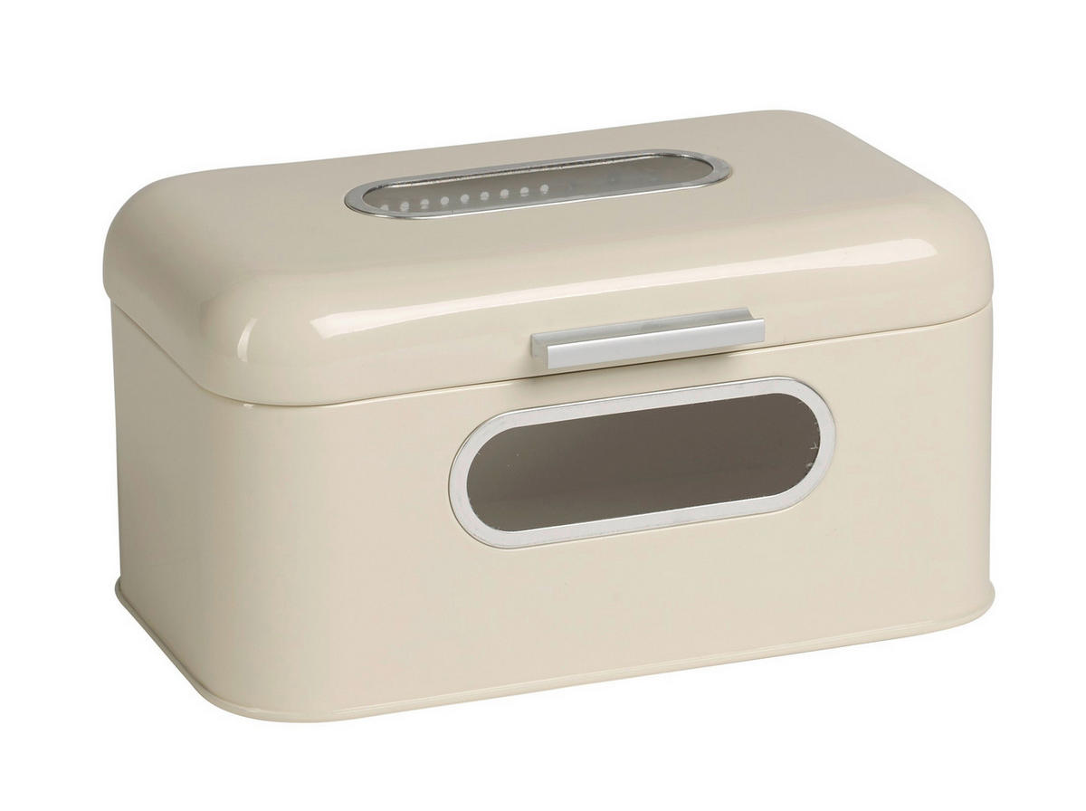 BROTKASTEN  - Creme, Basics, Metall (30/20/16,5cm) - Echtwerk