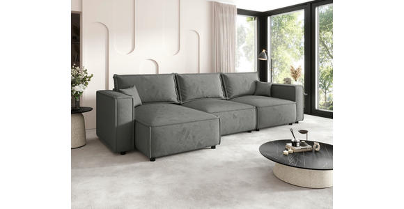 ECKSOFA Grau Webstoff Zierkissen, Rückenkissen, Rücken echt  - Schwarz/Grau, MODERN, Kunststoff/Textil (153/350cm) - Xora
