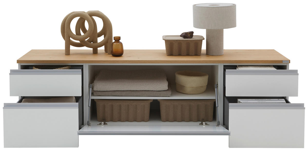 LOWBOARD  in 180/46/41 cm  - Eichefarben/Silberfarben, Design, Holzwerkstoff/Kunststoff (180/46/41cm) - Dieter Knoll