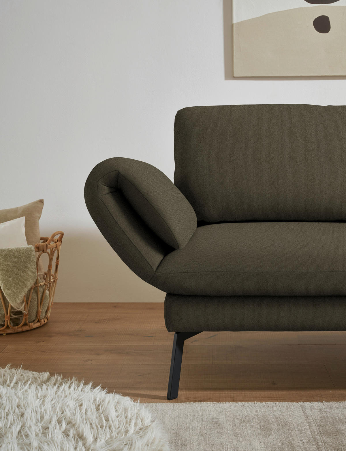 ECKSOFA  in Flachgewebe Dunkelgrün  255-365/175-224 cm  - Dunkelgrün/Schwarz, Design, Textil/Metall (255-365/175-224cm) - Dieter Knoll