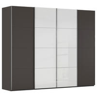 SCHWEBETÜRENSCHRANK 271/223/68 cm,  in Graphitfarben, Weiß, 4 Tür(en)  - Chromfarben/Graphitfarben, KONVENTIONELL, Glas/Holzwerkstoff (271/223/68cm) - Novel
