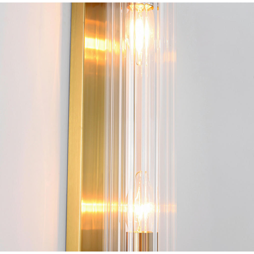 Thumbnail - Wandleuchte Lorenzo, Bernstein, Glas, 10x42 cm, RoHS, Lampen & Leuchten, Innenbeleuchtung, Wandleuchten