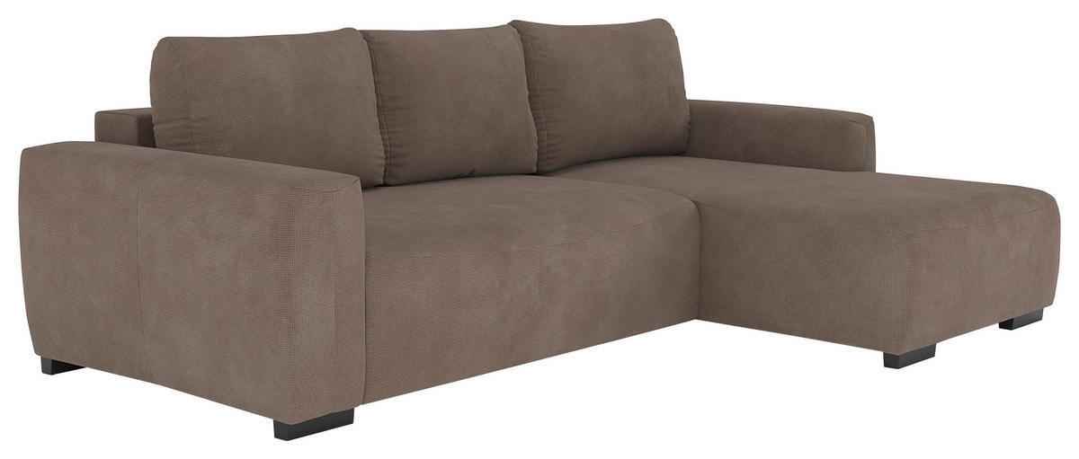 ECKSOFA  in Mikrofaser Taupe  - Taupe/Schwarz, Trend, Kunststoff/Textil (252/170cm) - MID.YOU