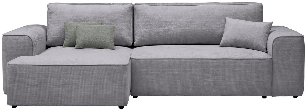 ECKSOFA in Plüsch Hellgrau  - Blaugrau/Hellgrau, Design, Kunststoff/Textil (152/288cm) - Xora