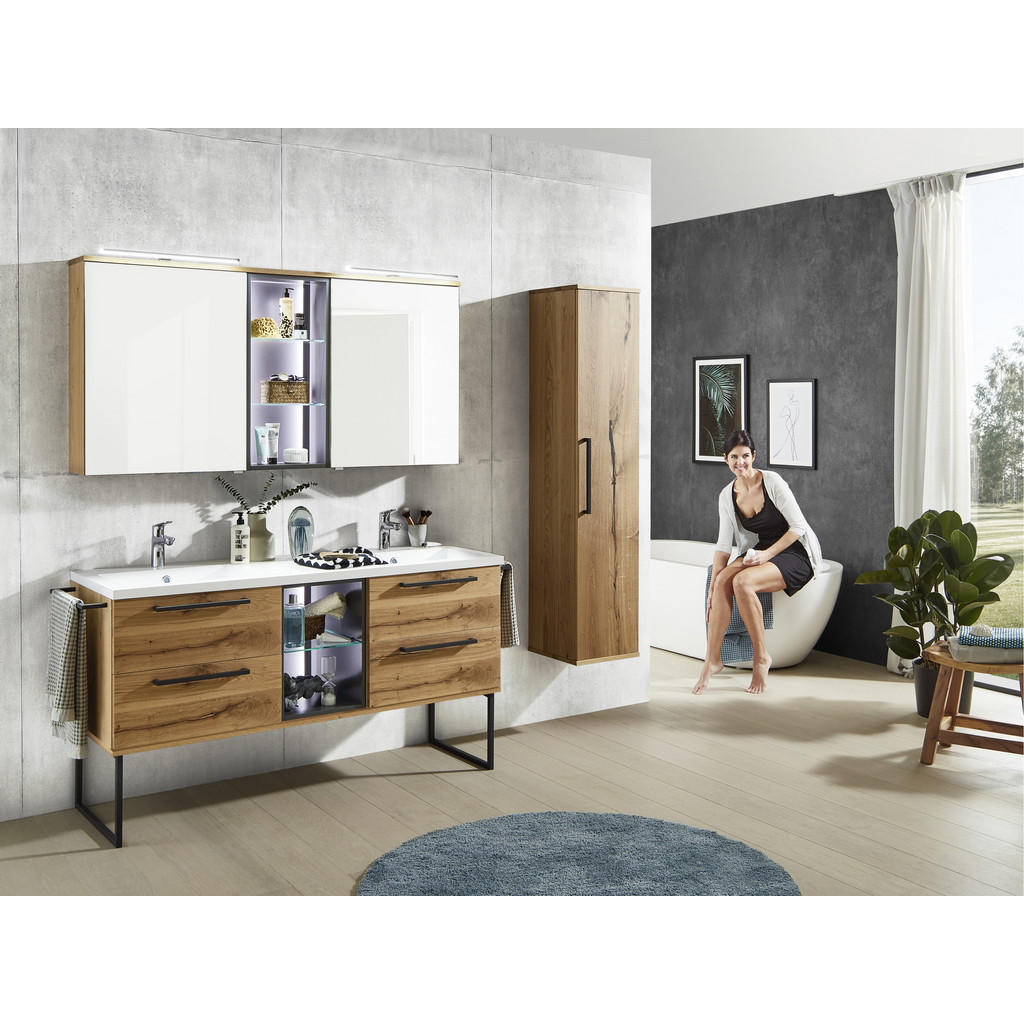 Thumbnail - Dieter Knoll Spiegelschrank, Alteiche, Glas, Eiche, 155x75x18.8 cm, Made in Italy, Badezimmer, Badezimmerspiegel, Spiege...