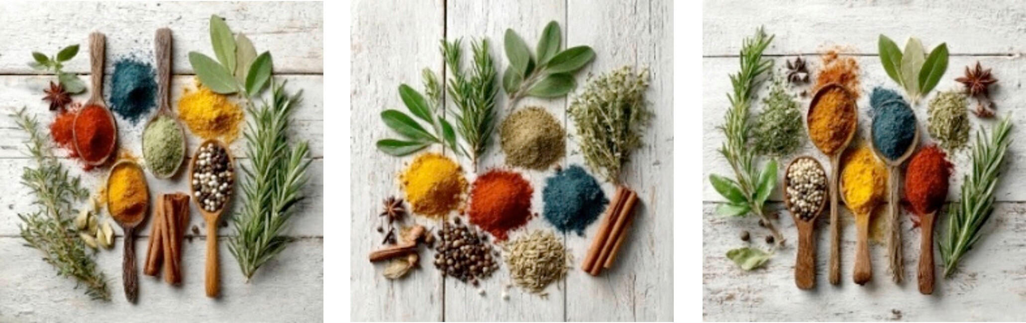 Euroart Glasbild Herbs And Spices Set VI Mehrfarbig 30x90x1.40 cm