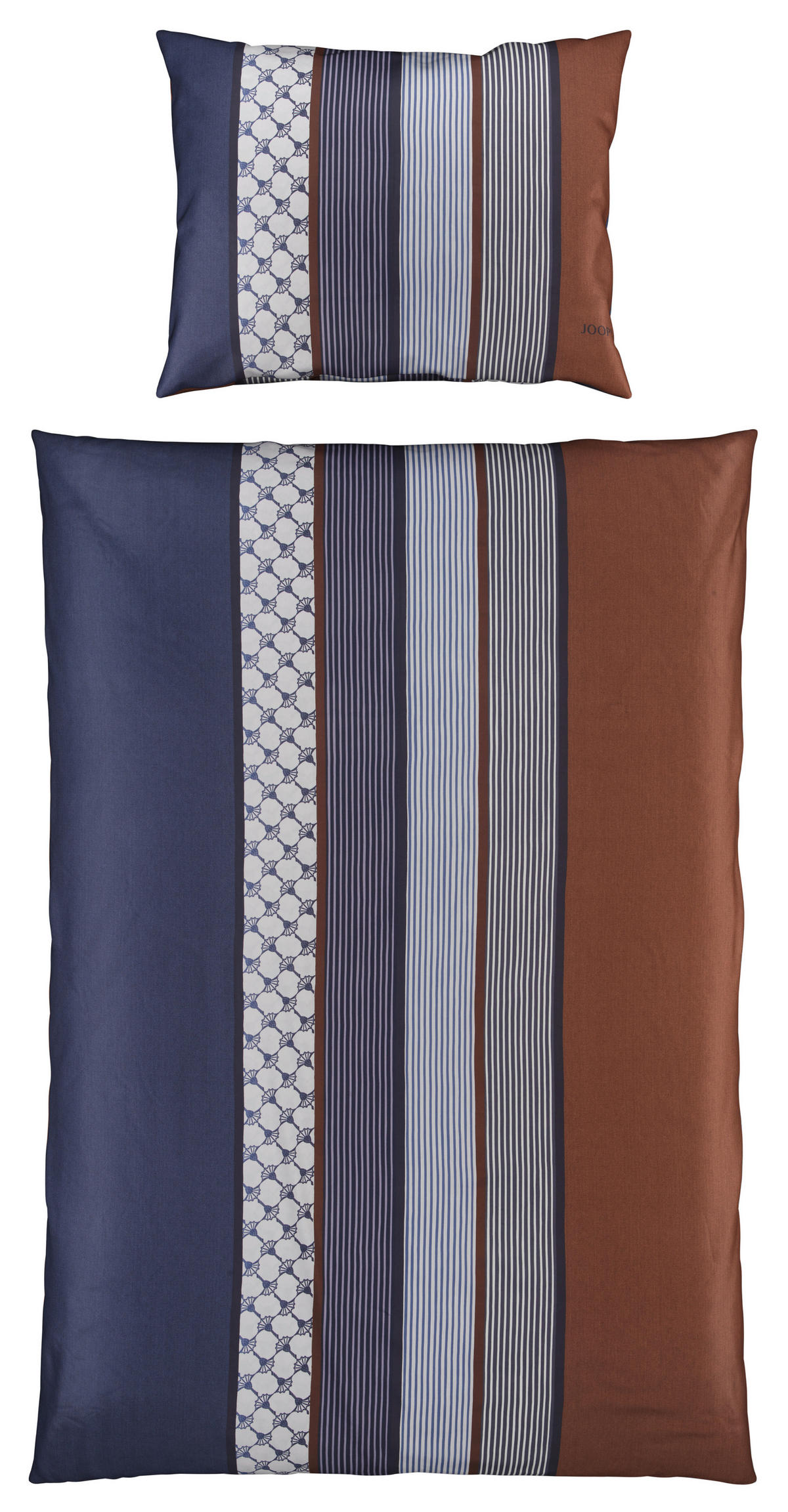 POSTEĽNÁ BIELIZEŇ, makosatén, modrá, hnedá, tmavomodrá, 140/200 cm  - hnedá/modrá, Design, textil/prírodné materiály (140/200cm) - Joop!