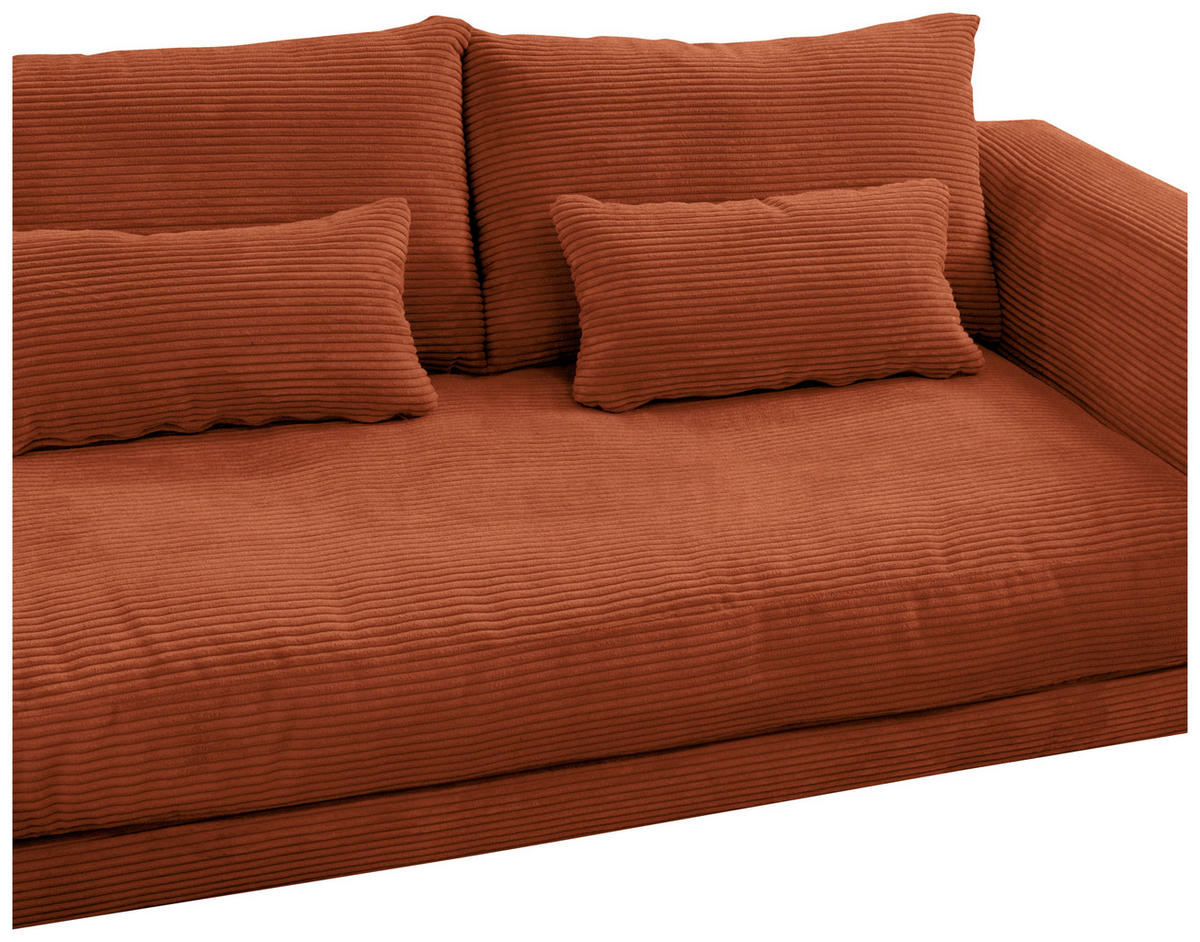 ECKSOFA in Cord Kupferfarben  - Schwarz/Kupferfarben, Design, Textil/Metall (172/313cm) - Livetastic