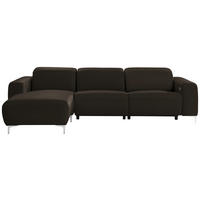 ECKSOFA in Echtleder Schwarz  - Chromfarben/Schwarz, Design, Leder/Metall (177/292cm) - Pure Home Lifestyle