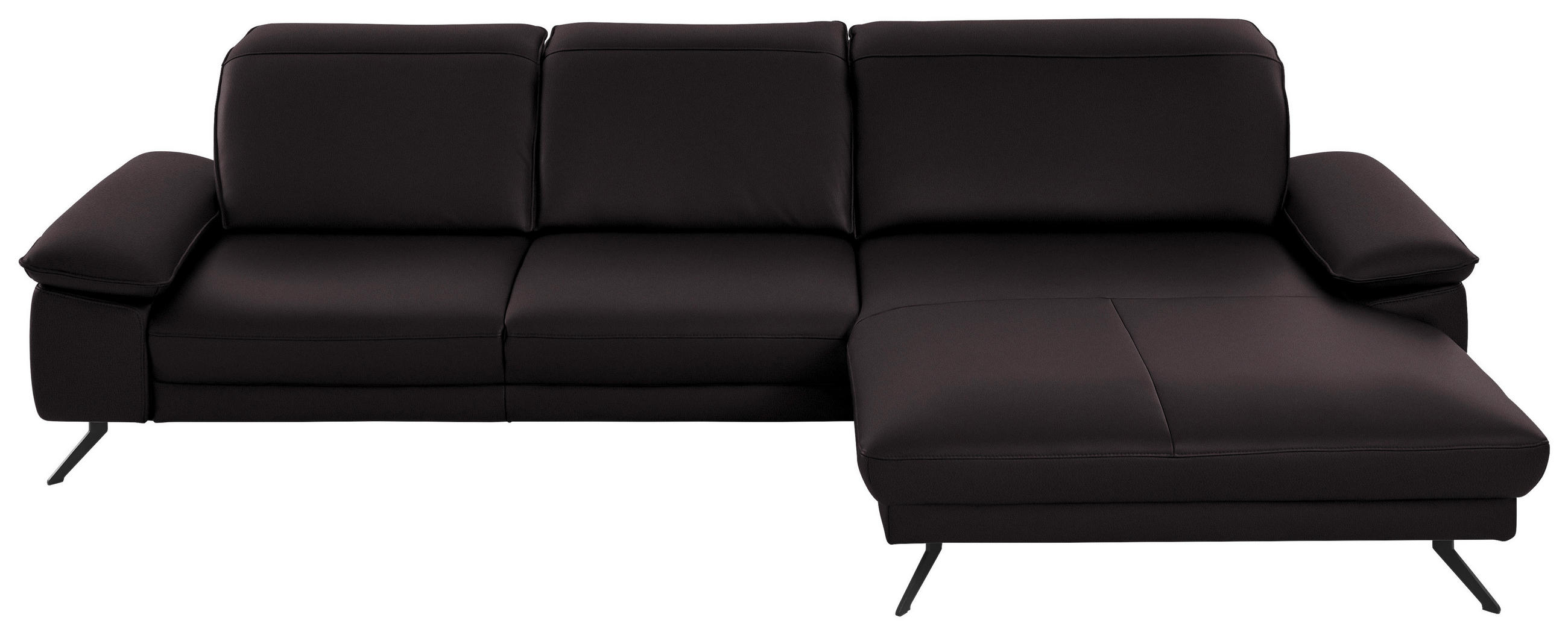 ECKSOFA in Echtleder Dunkelbraun  328/193 cm  - Dunkelbraun/Schwarz, Design, Leder/Metall (328/193cm) - Dieter Knoll