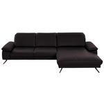 ECKSOFA Rivello in Echtleder Dunkelbraun  328/193 cm  - Dunkelbraun/Schwarz, Design, Leder/Metall (328/193cm) - Dieter Knoll